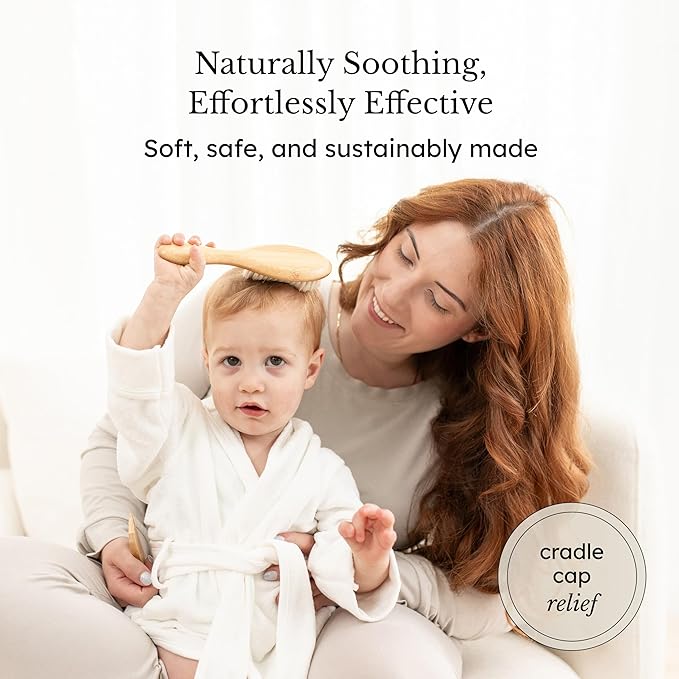 Kyte Baby Cradle Cap Brush Made with Natural Goat Hair Bristles and a Bamboo Brush Handle