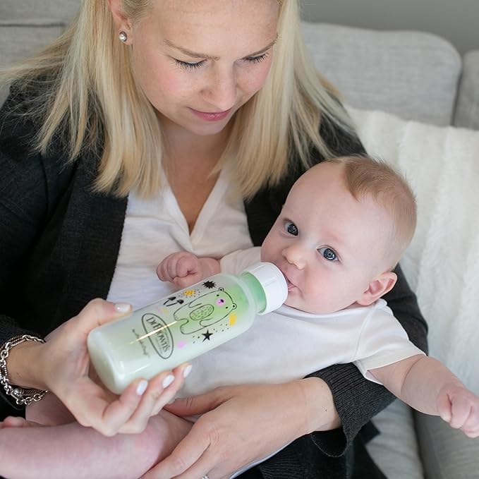 Dr. Brown's Natural Flow Anti-Colic Options+ Narrow Baby Bottle, Bear and Owl, 8 oz/250 mL, with Level 1 Slow Flow Nipple, BPA Free, 0m+, 2-Pack