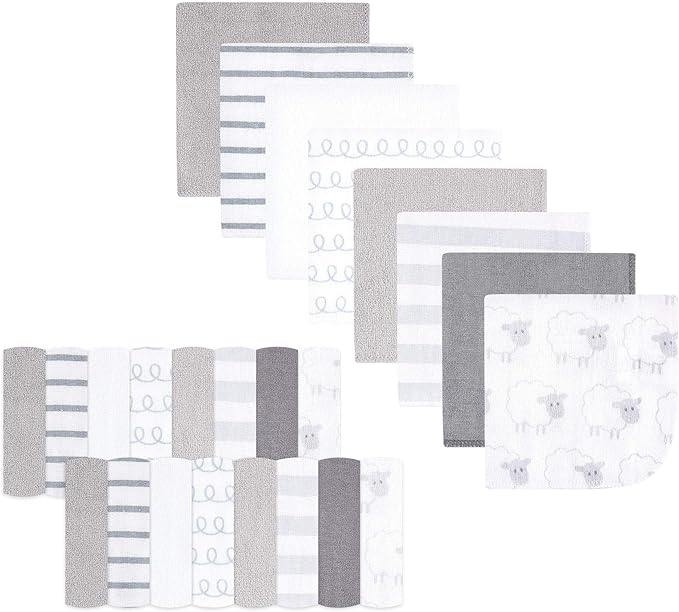 Hudson Baby Unisex Baby Rayon from Bamboo Washcloth Bundle, Gray Sheep, One Size