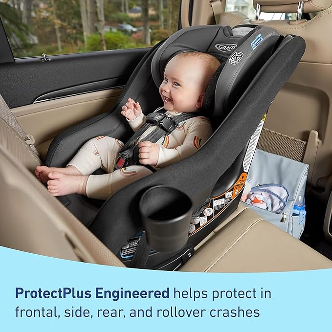 Graco Contender Slim Convertible Car Seat, West Point, Lightweight Travel Car Seat with Compact, Space-Saving Design, Rear-Facing 5–40 lbs, Forward-Facing 22–65 lbs, Easy to Transfer, FAA Approved