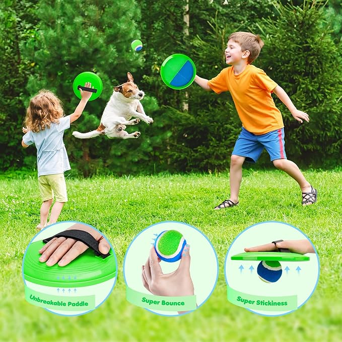 Toss and Catch Ball Set Upgraded - Kids Toys Beach Toys Baseball Games - Sturdy & Water-Resistant Great for Outdoor Pool Yard Games - Classic Gift for Boys Girls 3 4 5 6 7 8 9 10 11 12+ Years Old