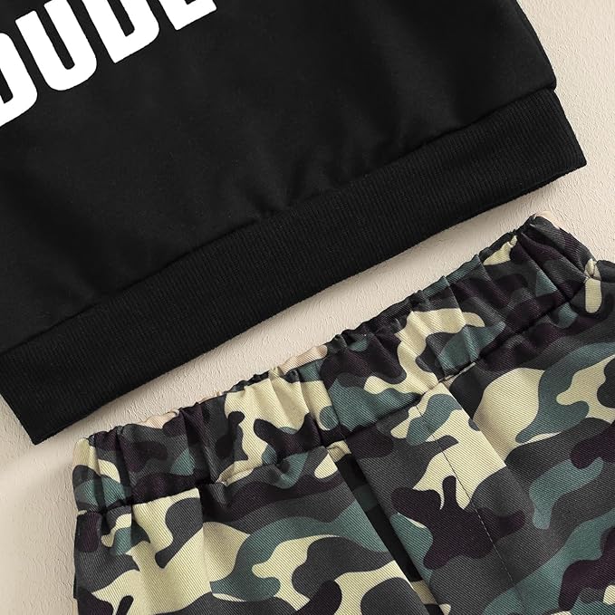 wdehow Toddler Kids Baby Boy Fall Outfits 1T 2T 3T 4T 5T Letter Print Long Sleeve Tops Camouflage Pants Winter Clothes Sets