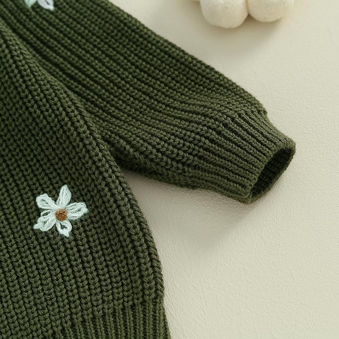 Mubineo Baby Girl Winter Clothes Cute Flower Sweater Crewneck Pullover Long Sleeve Knit Newborn Infant Sweaters