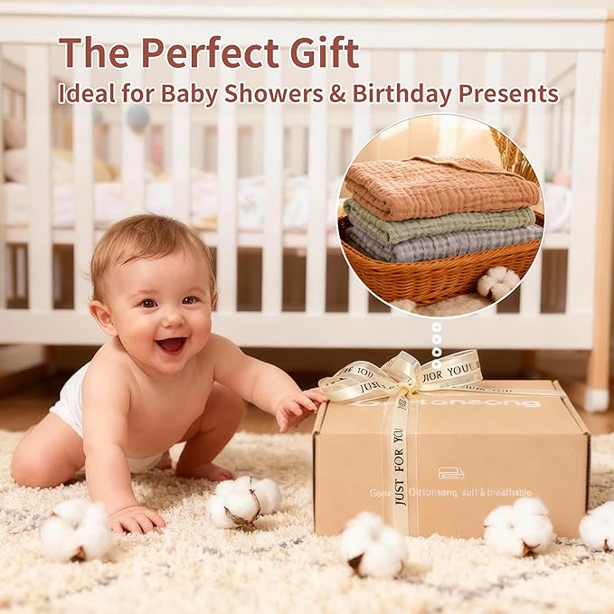 Newborn Hooded Towels 2-Pack, 100% Cotton Plain Weave Muslin Baby Bath Towels, Soft & Absorbent, 32x32 Inches (Sand Red + Emerald Green)
