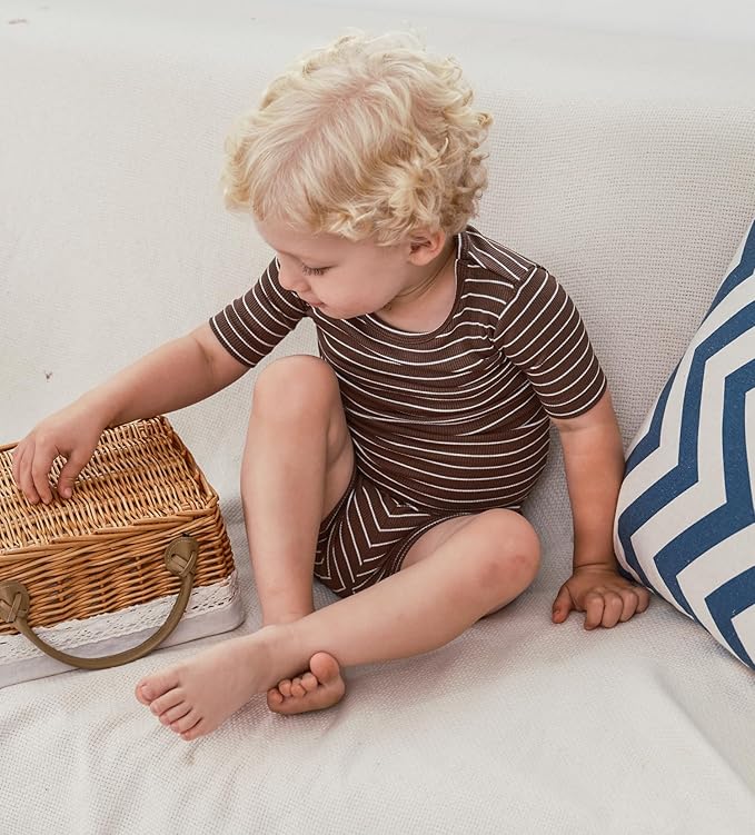 AVAUMA Stripe Pattern Baby Boys Girls Pajama Set Kids Toddler Snug fit Ribbed Sleepwear pjs for Daily Life Style