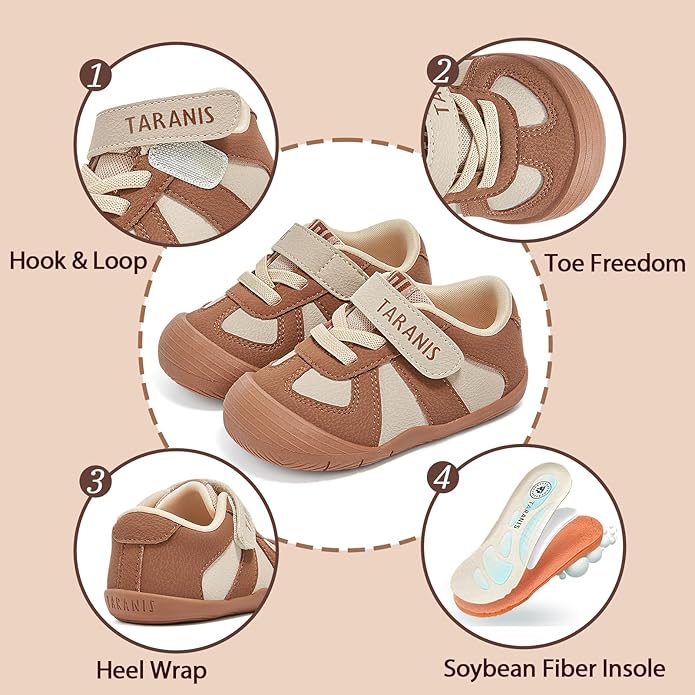 TARANIS Infant/Toddler Shoes Baby Sneaker Boy Girl First Walking Shoes Lightweight Non-Slip Newborn Crib Shoes
