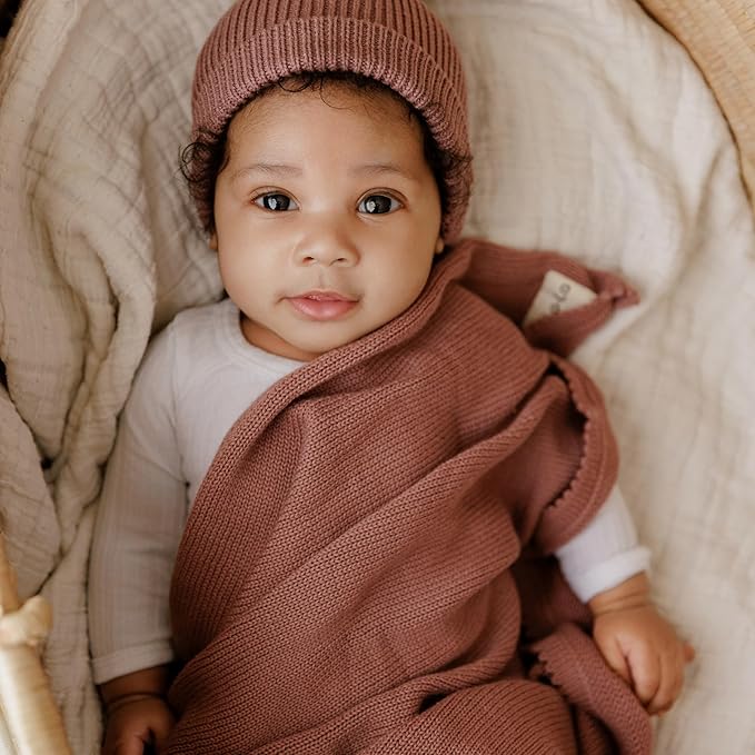 Baby Gift Set - Organic Cotton Newborn Blanket Essentials, Thoughtful Baby Shower & New Baby Gift for Boys & Girls (Luxe - Sugar Plum)