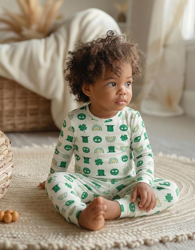 moimoln Sibling Matching 6M-8Y Soft Warm Cotton Modal Character Long Sleeve Snug-Fit Pajama Long Sleeve Sleepwear Daily