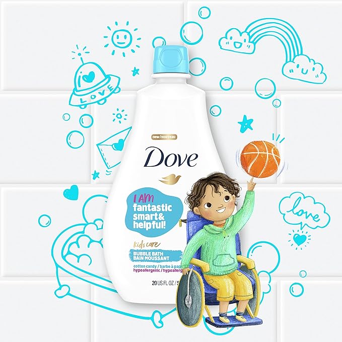 Dove Kids Care Bubble Bath for Kids Cotton Candy Hypoallergenic Formula 20 oz