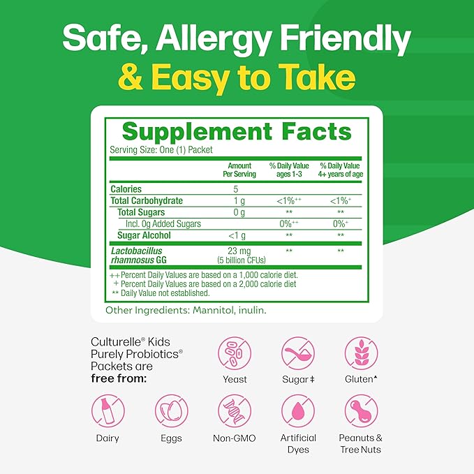 Culturelle Kids Daily Probiotic Packets for Kids, (Ages 3+) - 30 Count - From the 1 Pediatrician-Recommended Brand – Flavorless Daily Probiotics for Digestive Health & Immune Support