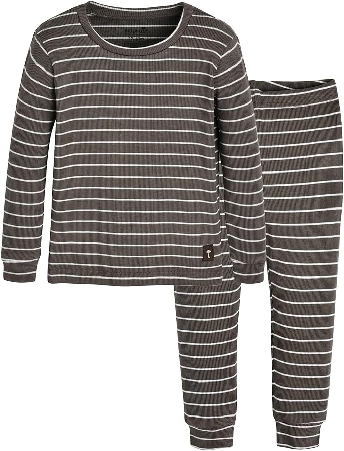 moimoln Stripe Pajamas Set 12M-8Y Ribbed Unisex Baby & Toddler, Soft Viscose, Snug-Fit, Everyday Sleepwear