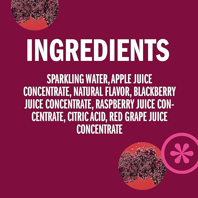 IZZE Sparkling Water Juice Beverage Blend, Blackberry, No Sugar Added, 8.4 FL OZ, 24 Cans