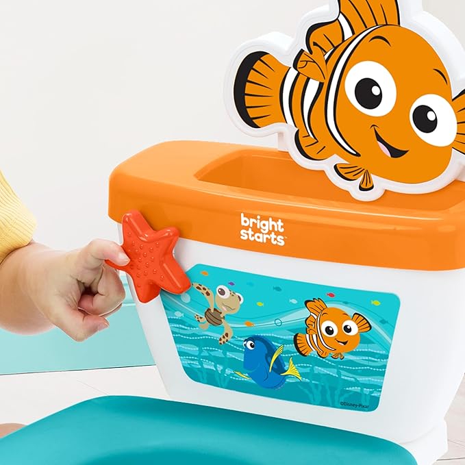 Bright Starts Disney Junior Finding Nemo My Size Potty Training Toilet, Toddler Potty Chair with Flushing & Cheering Sounds, Removable Seat with Splash Guard & Handles, Ages 18+ Months, Up to 50 lbs