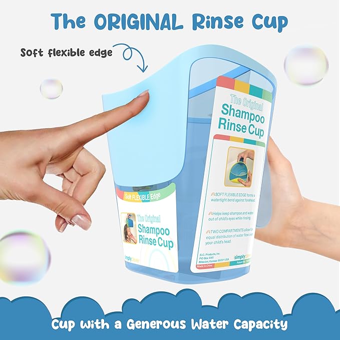 Shampoo Rinse Cup for Kids | Baby Bath Pail | Tear Free Baby Rinser Pail - Three Color Choices