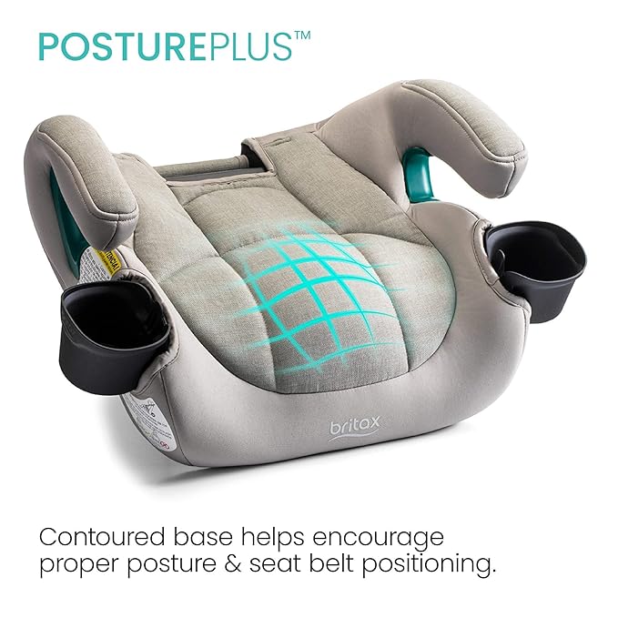 Britax UpNGo Click Backless Booster Car Seat with Rigid Latch, Lightweight and Portable Travel Booster with Slim Design and PosturePlus, Accommodates Kids up to 120 Lbs and 63” – Parchment
