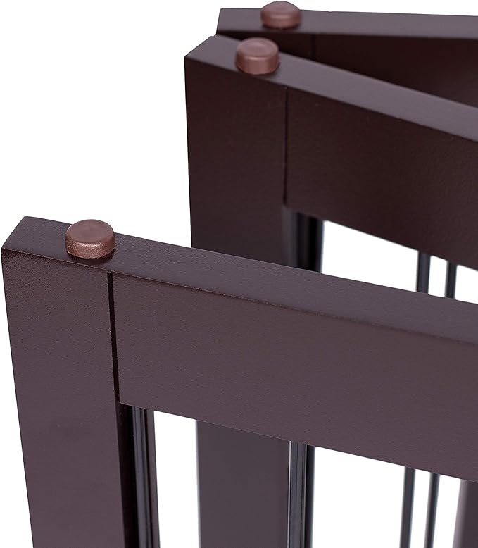 INTERNET'S BEST Dog Gate - Indoor Pet Safety Divider - Portable Free Standing Doggy Barrier for Stairs, Doorways, and Hallways - Tall Puppy Fence - No Drilling Needed - 3 Panel, 30 Inch - Espresso
