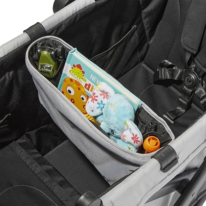 Larktale Compact Stroller Wagon with Reclining Seats for 2 Kids, Caravan Coupe V2, Gray/Blue