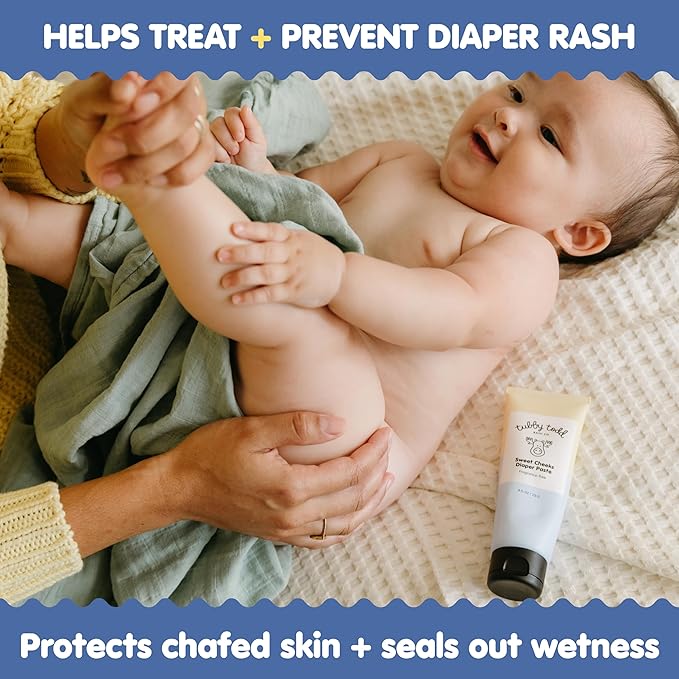 TUBBY TODD Sweet Cheeks Diaper Paste - Diaper Rash Cream with 14% Zinc Oxide - Hypoallergenic - For Soothing and Protecting Sensitive Skin - 4 Pack, 4oz & 7.9oz