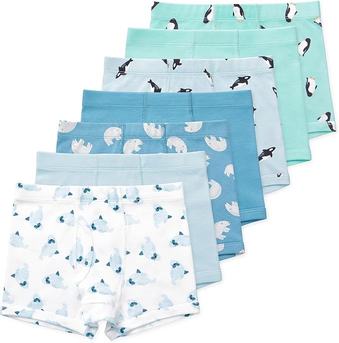 Lucky & Me Nolan Boys GOTS, Organic Cotton, Boxer Briefs, 7-Pack
