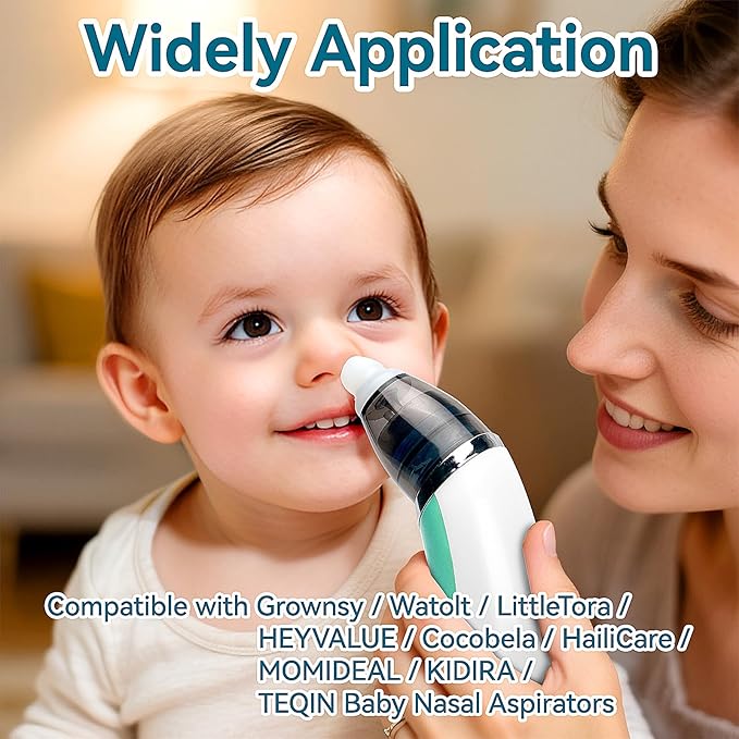 Compatible with Grownsy / Watolt / LittleTora / HEYVALUE / Cocobela / HailiCare / MOMIDEAL / KIDIRA / TEQIN Baby Nasal Aspirator Replacement Tips (3 Packs)