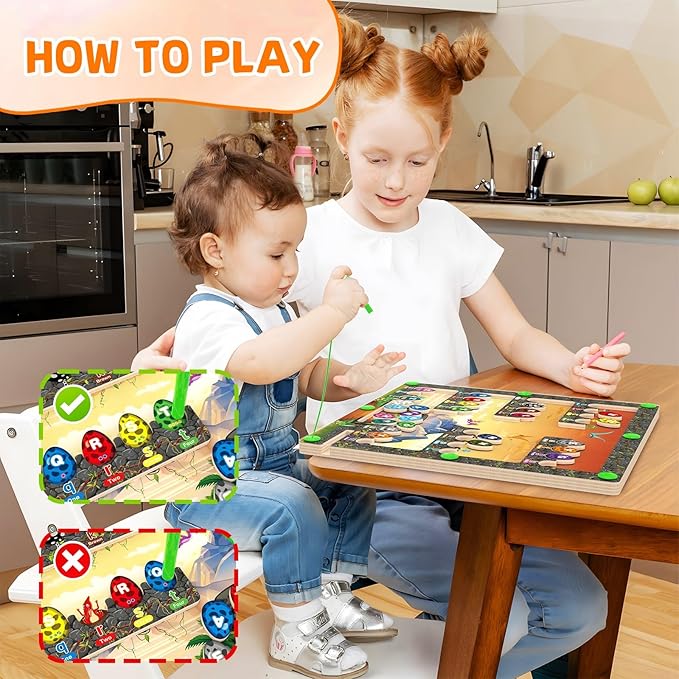 Magnetic Alphabet Maze, Montessori Toys, Alphabet Puzzle Toddler toys 3-4, Magnetic Color and Letter Board - Preschool Learning Activities, Sensory Toys, Fine Motor Skills Toys for Boys Girls Age 3-5