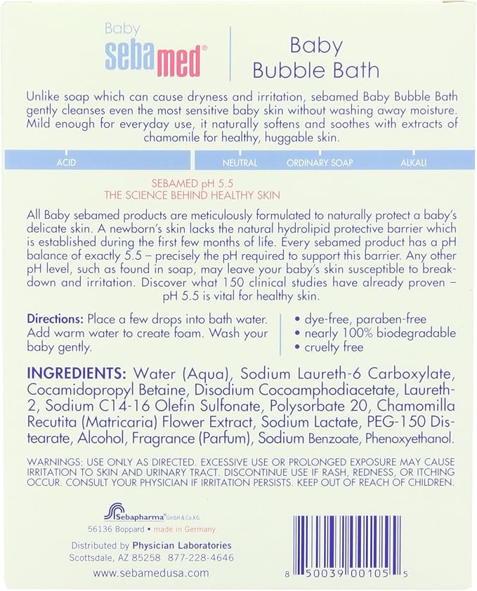 Sebamed Baby Bubble Bath 6.8 Fluid Ounces - Best for Baby's Sensitive Skin - Eczema - Psoriasis