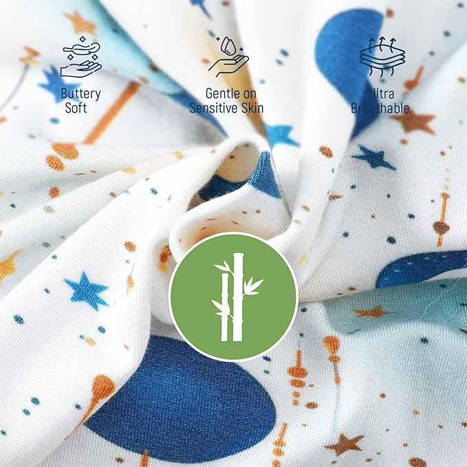 OPAWO Viscose from Bamboo Baby Pajamas Girl 2pack Mittens Cuff 2 Way Zipper Soft Footless Sleeper Baby Boy One-Piece Romper
