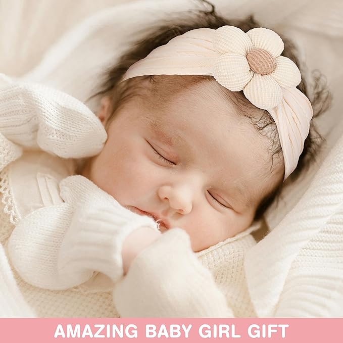 6 Pcs Baby Girls' Headbands Gifts for Newborn Infant Toddler Handmade Soft Comfortable Elasticity Nylon Baby Flower Hairbands Essentials Accessories