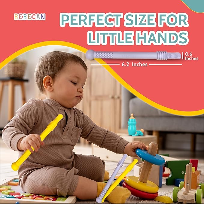 Teething Sticks for Babies 36+ Months – Super Soft Silicone Teething Aids, Infant Oral Soothing Relief Back Molars, Multicolor 6-Pack