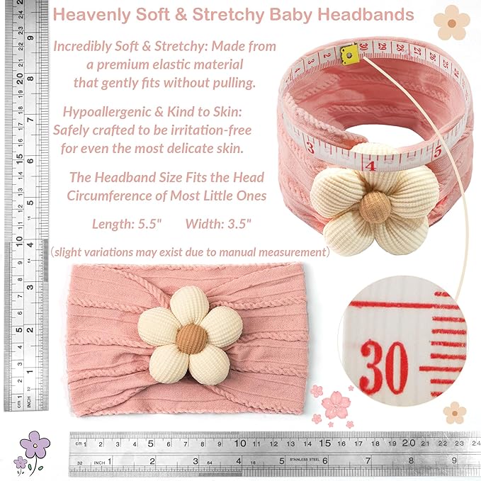 JOYOYO Baby Flower Headband and Socks, Cute Baby Girl Headbands and Soft Socks Sets for Toddler Newborn Infant Girl (Beige Pink Khaki)