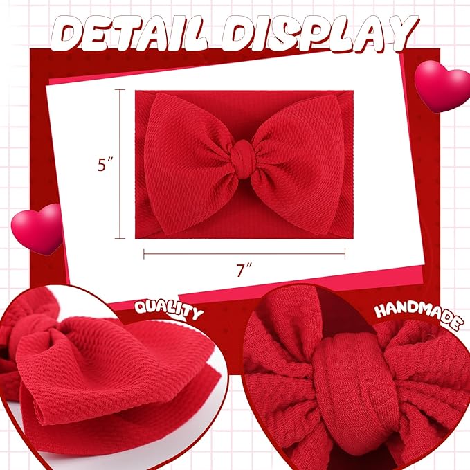 YanJie Baby Girls Big Bows Headbands 2 Pack (Red) 4-18 Months