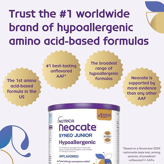 Nutricia Neocate Syneo Junior - Hypoallergenic, Dairy-free, Amino Acid-Based Formula for 1+ Years - For Toddlers, Kids & Teens - Powdered Formula- Syneo Junior - 14.1 oz can (Case of 4)