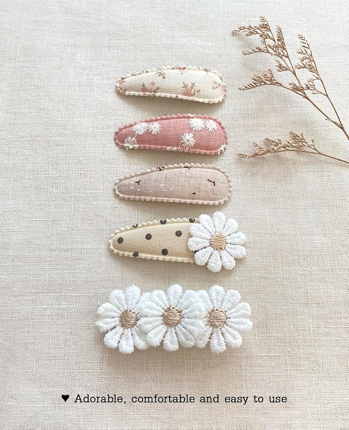Cherssy Hair Bow Clips for Baby Girls, 20 Pack Boutique Floral Snap Hairpins and Alligator Clips Set, Handmade Hair Accessories for for Toddler Kid School Age Girls Gifts