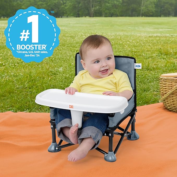 Bright Starts Ford Bronco Pop 'N Sit Portable Booster Chair, Floor Seat, Indoor/Outdoor Use, Compact Fold, Area 51 Color, 6 Mos - 3 Yrs