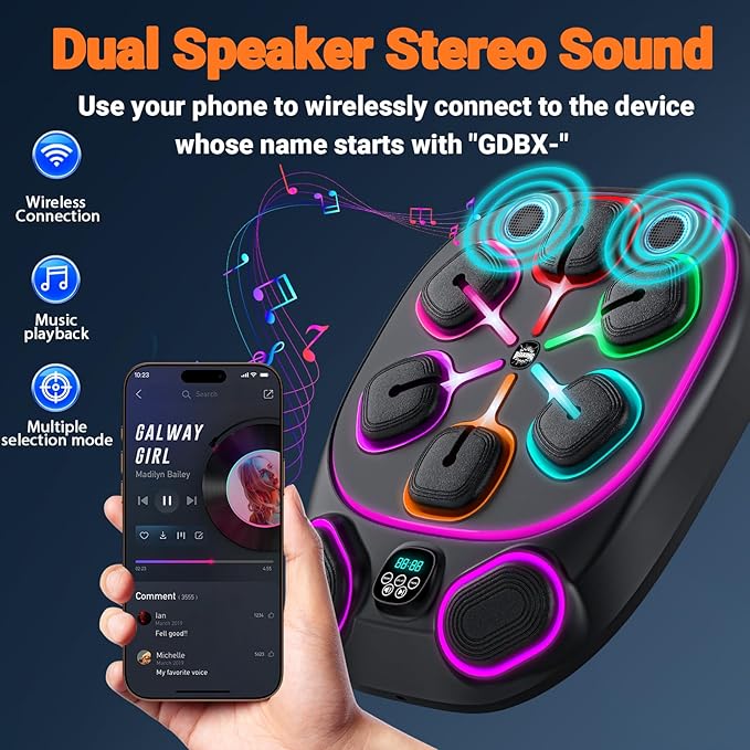 2025 New Model Smart Music Boxing Machine for Adults and Kids, Training Machine with LED Electronic Wall Mounted, Home Indoor Workout Equipment with Premium Boxing Gloves