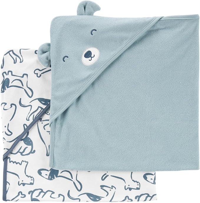 Carter's Baby Hooded Towel (2-pk Blue/White)