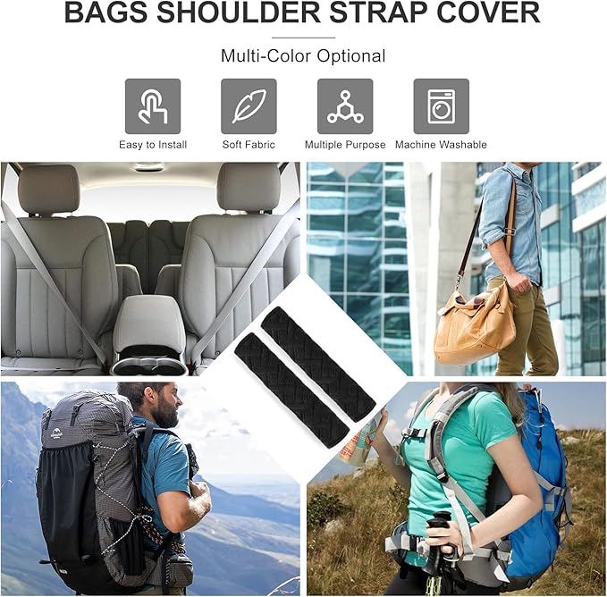surpassme Car Seat Belt Pads Covers, 2PCS Seat Belt Shoulder Strap Covers Protector to Release Stress to Your Neck and Shoulder for a Safety Driving(Black)