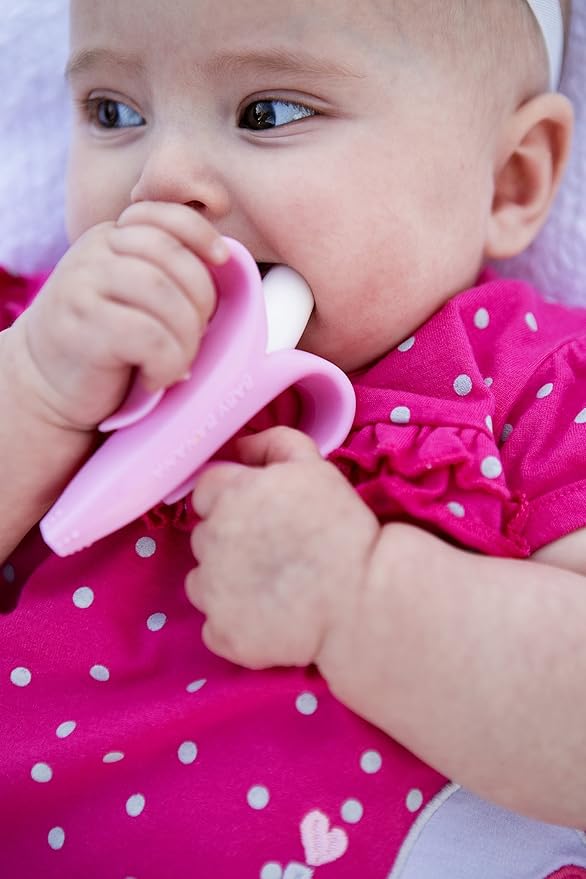 Baby Banana The Original Teether-Toothbrush, Infant to Toddler, Made in USA, Butter-Soft Bristles for Gums and Teeth, Bendable Food Grade Silicone, Family-Owned Buisness Since 2009, 11 Million+ Sold