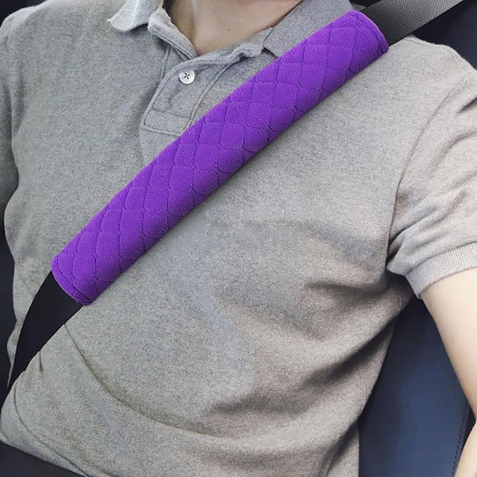 surpassme Car Seat Belt Pads Cover, 2PCS 15in Extra Length Seat Belt Shoulder Strap Covers Protector to Release Stress to Neck and Shoulder for a Safety Driving (Purple)