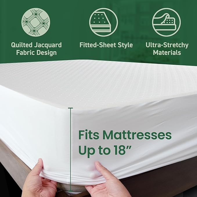 SafeRest Waterproof Twin XL Size Mattress Protector - Viscose Derived from Bamboo - Fitted with Stretchable Pockets - Machine Washable Viscose Blend Mattress Cover for Bed