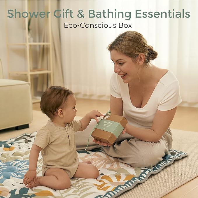 Momcozy Baby Washcloths - 4 Layer Design| Medium Thickness| Soft & Absorbent| Premium Cotton for Newborns'Skin-Great for Bathing, Wiping & on-The-go Use, Shower Gift and Essential(5 Pack, 10x10 inch)