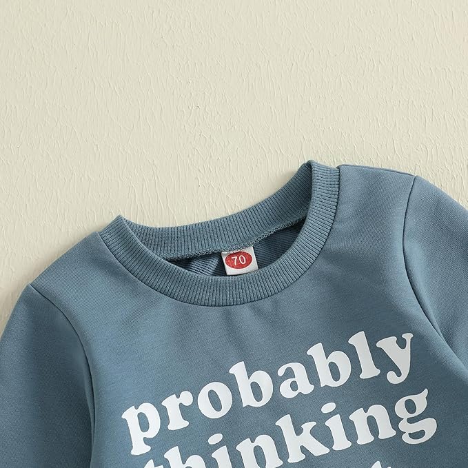 Infant Baby Boy Fall Clothes Set Funny Letter Sweatshirt Pant Outfit Toddler Winter Clothes 6 12 18 Months 2T 3T