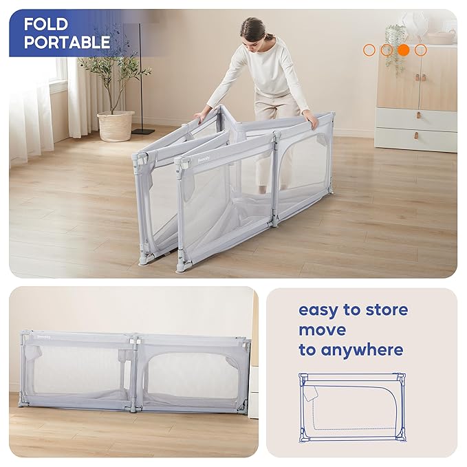 Sweeby Baby Playpen, 79x71 Inch Foldable Playpens for Babies and Toddlers with Gate, Extra Large Playpen with Door Play Yard for Baby Fence Indoor and Outdoor Portable Play Pen,LightGrey