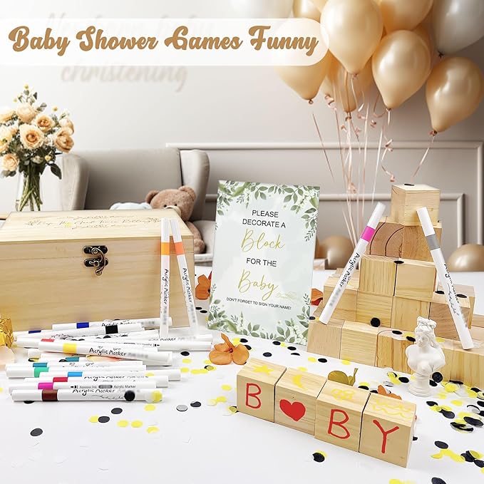78 PCS Fun Baby Shower Games Sign Kit, Unique Baby Shower Ideas, Funniest Games Ever Where You Can Draw to Your Heart's Content, Suitable for Boy and Girls