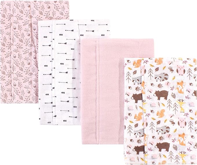 Hudson Baby Cotton Poly Flannel Burp Cloths Multipack, Girl Pinecone 8-Pack, One Size