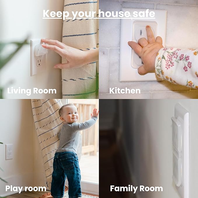 Clear Double Outlet Covers Baby Proofing (10 Pack, 20 Sockets) | Baby Proof Plug Covers for Electrical Outlets | Safe & Secure Baby Safety Products | Childproof Socket Covers Protect Toddlers & Babies