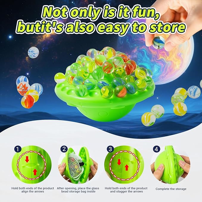 Marble Balance Game for Kids & Adults,60 Colorful Marbles with Storage,Fun Family Party Game for 1-4 Players,Improves Hand-Eye Coordination,Great Gift for Birthdays & Holidays