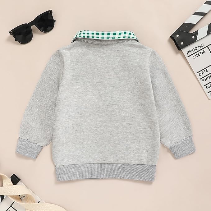 Toddler Boy Quarter Zip Collared Pullover Long Sleeve Fall Winter Baby Boy Clothes Outfit 12M-4T