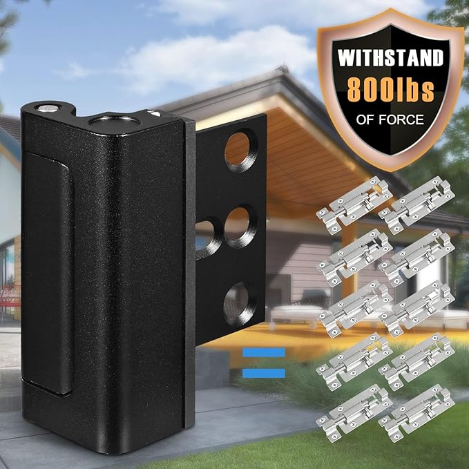 5Pack Home Security Door Reinforcement Lock, Childproof Safety Door Lock Latch Inside Stopper, Add High Security to Prevent Home Unauthorized Entry, Aluminum Construction Finish Black