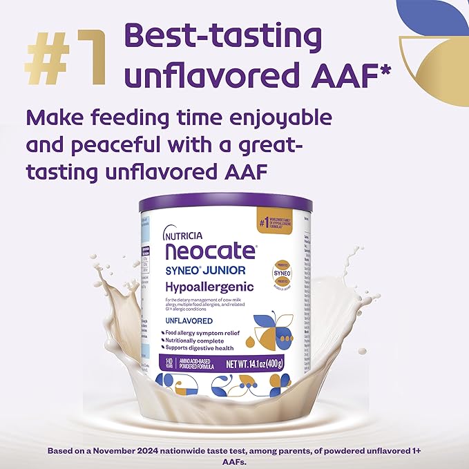 Nutricia Neocate Syneo Junior - Hypoallergenic, Dairy-free, Amino Acid-Based Formula for 1+ Years - For Toddlers, Kids & Teens - Powdered Formula- Syneo Junior - 14.1 oz can (Case of 4)